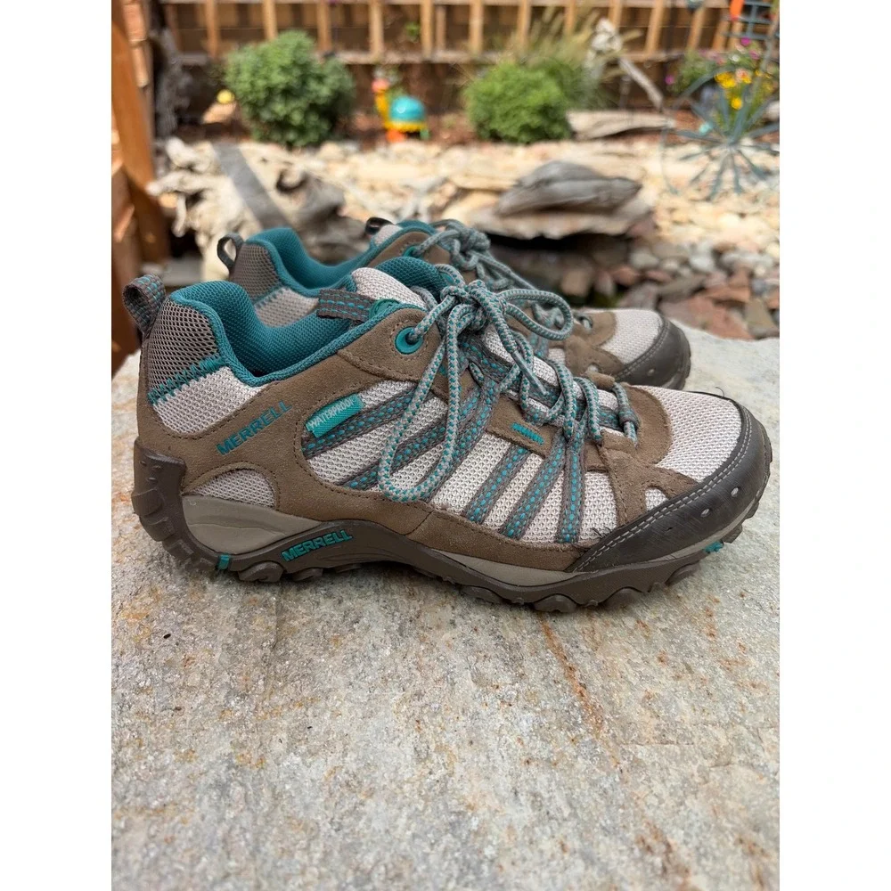 Merrell Crosslander 2 Waterproof Hiking Shoes Womens 6.5 Aluminum Blue Grass